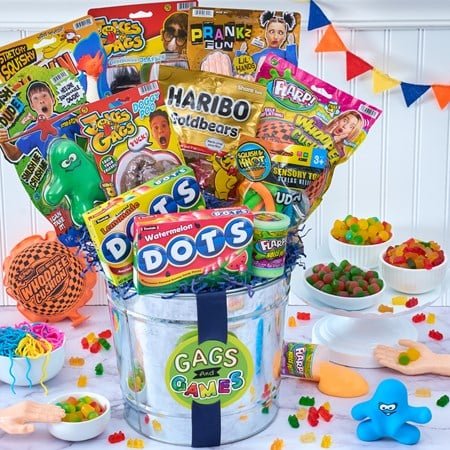 Gags And Games Candy And Toy Gift Bucket - MyHairMail Wigs