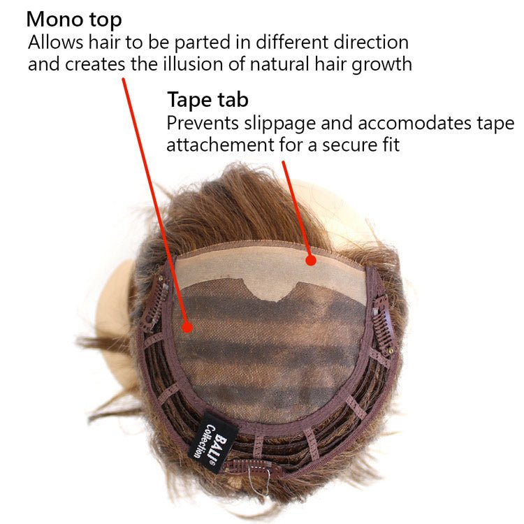 BA881 Synthetic Mono Top L: Bali Synthetic Hair Pieces - MyHairMail Wigs